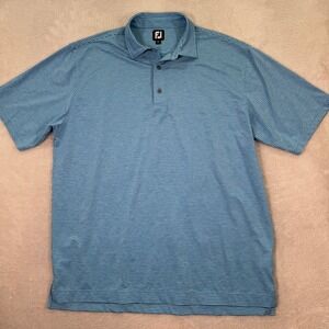 Footjoy Mens XL Blue Striped Golf Polo Shirt Heather Casual‎ Preppy Stretch EUC
